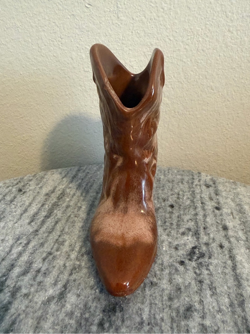 Vintage Frankoma Brown Glazed Ceramic Cowboy Boot Vase - Picture 3 of 7
